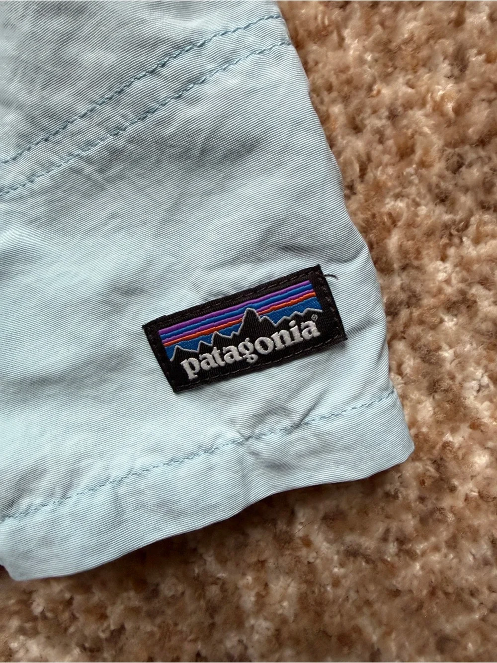 Patagonia Light Blue swim Shorts with liner youth size large